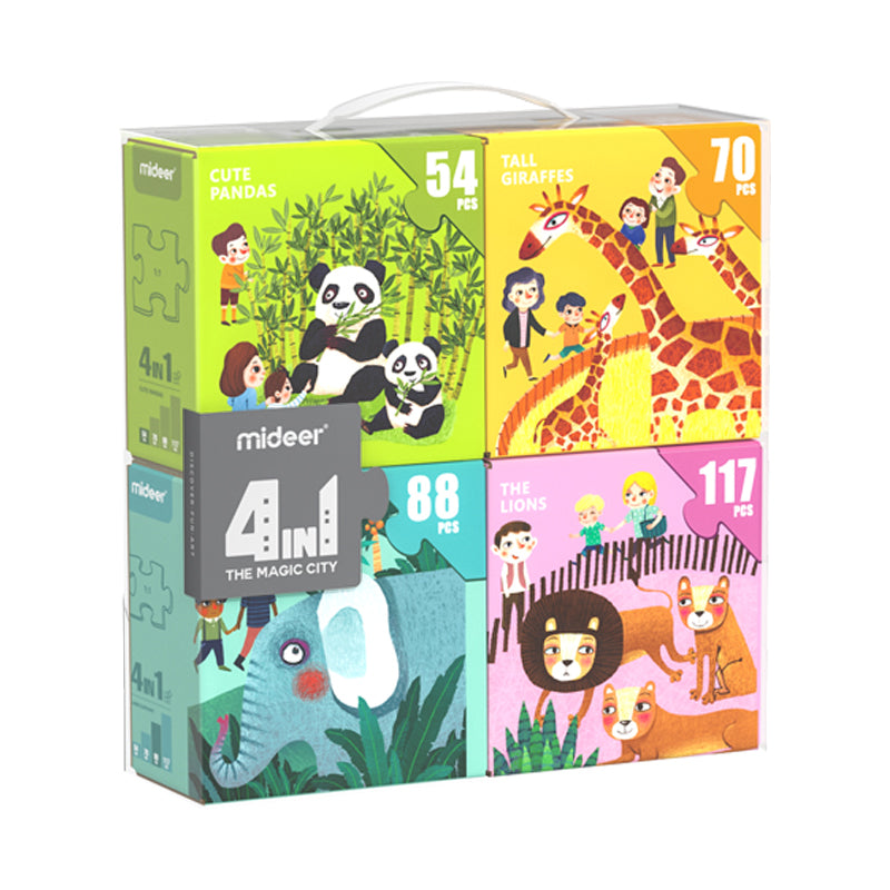 4 In 1 Puzzle - Zoo / 4 Puzzles en 1 - Zoo